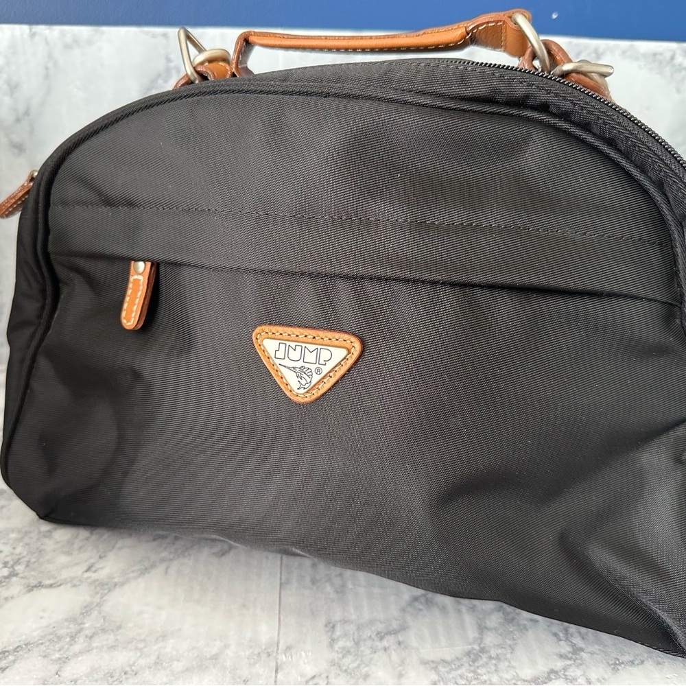 JUMP Black Crossbody Bag with Tan Trim